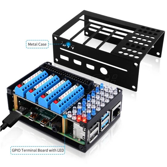 River Terminal Raspberry Pi Placa terminala GPIO pentru Raspberry Pi 4 B cu carcasa si LED - eMAG.ro