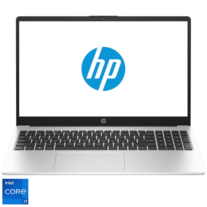 HP 250 G10 laptop Intel® Core™ i7-1355U processzorral 5,0 GHz-ig, 15,6 hüvelykes Full HD, 16 GB DDR4 RAM, 512 GB SSD, Intel® Iris® Xᵉ Graphics, Ingyenes DOS, Turbo ezüst