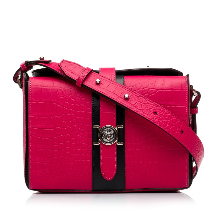 Geanta dama, Musette, KASIA, Piele naturala, x x, Magenta, 24 x 10.5 x 20 cm