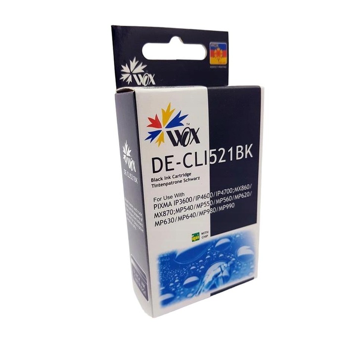 Wox tintasugaras nyomtatópatron, kompatibilis Canon CLI-521BK, fekete