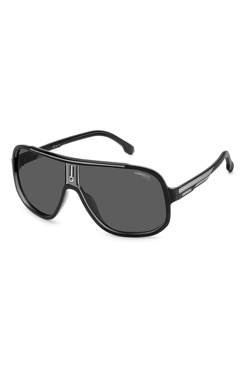 Carrera, Ochelari de soare polarizati cu logo, Negru, Argintiu, 63-11-135