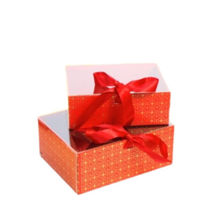 Комплект от 2 подаръчни кутии, Декоративен капак, Червен
