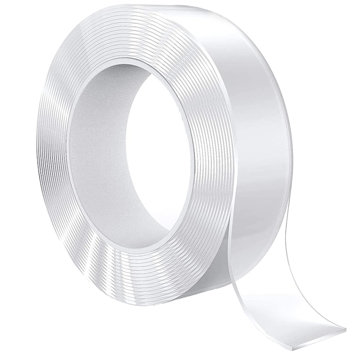 Banda Dublu Adeziva CCmax 2 cm x 5 m, Transparenta, 1-1.7 mm grosime, Ultra-Rezistenta, Fixare Puternica pentru Diverse Suprafete