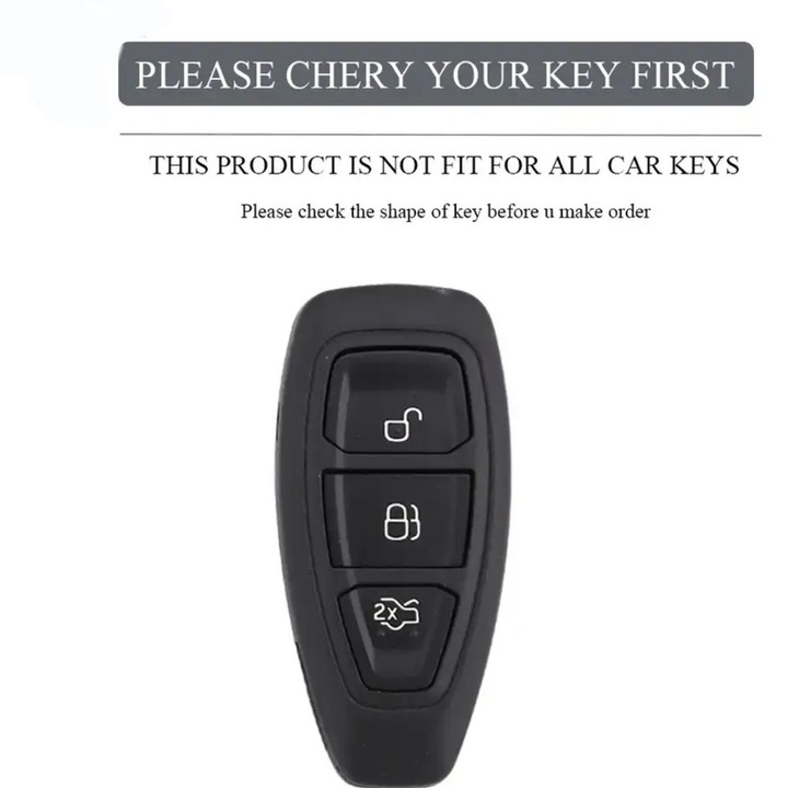 Премиум защитен калъф за ключ Ford, тип нож, съвместим с Mondeo, Focus, Fiesta, Kuga, B-Max, C-Max II, S-Max, Galaxy (CA1), Transit/Tourneo, висококачествен TPU материал, черен