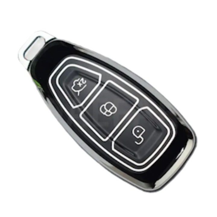 Премиум защитен калъф за ключ Ford, тип нож, съвместим с Mondeo, Focus, Fiesta, Kuga, B-Max, C-Max II, S-Max, Galaxy (CA1), Transit/Tourneo, висококачествен TPU материал, черен