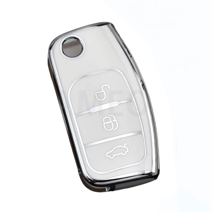 Капак за автомобилен ключ Ford, Tpu, за Ford Focus, Fiesta, Mondeo, Galaxy, Kuga, C-Max, бял