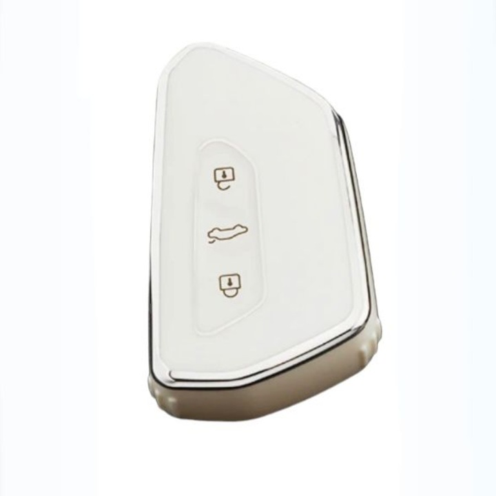 Husa de protectie Premium pentru cheie Volkswagen, material TPU de inalta calitate, compatibil cu Volkswagen Golf 8, Skoda Octavia, A8, MK4, MK8, Seat Leon, MK4, Tarraco, Cupra Formentor Alb