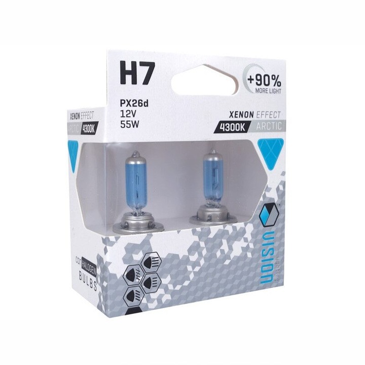 2 db H7 izzós készlet, 12V 55W PX26D, 4300K, Arctic White extra 90%, Xenon Effect, Vision 58793 Carmotion
