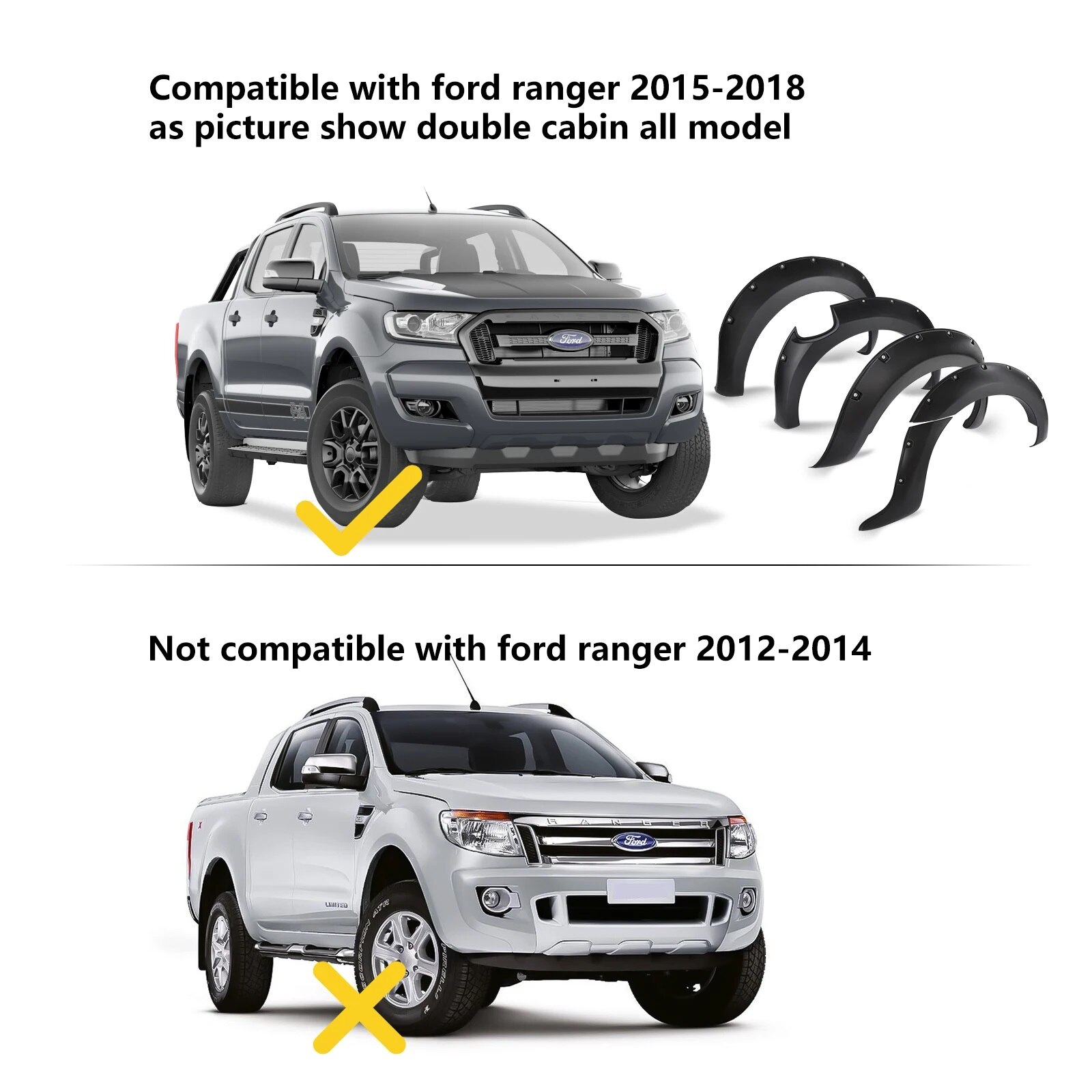 Aparatori aripa overfender Ford Ranger T7 Double Cab 4 portiere