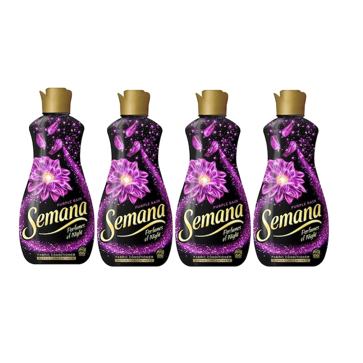 Set 4 x Semana Balsam Rufe Perfumes of Night Purple Rain 1.65L 66 Spalari, ingrijire delicata a tesaturilor, protectie impotriva uzurii, protectie impotriva calcarului, alergeni redusi, tehnologie anti-miros