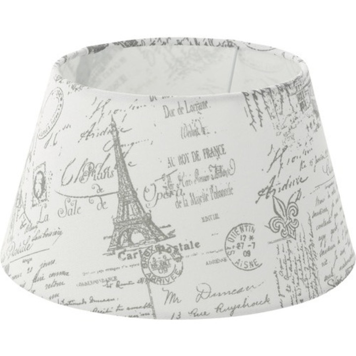 Abajur Textil Vintage E14/e27 Ø250 Mm, 140 Mm, Alb/gri Imprimat