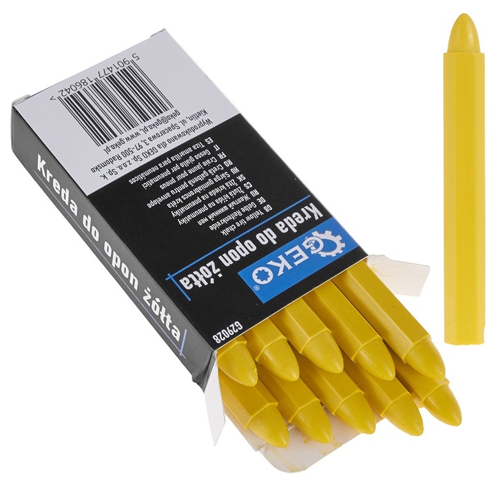Set creta impermeabila pentru marcarea anvelopelor, galben, 12 x 110 mm, 10 elemente, Geko G29028