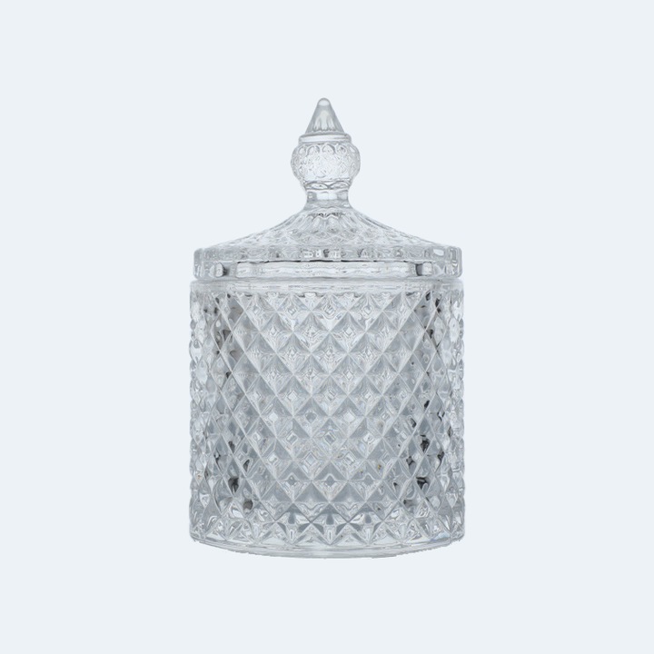 Bol de sticla COMEWE, cu capac, transparent, 6.8x11cm, 140ml