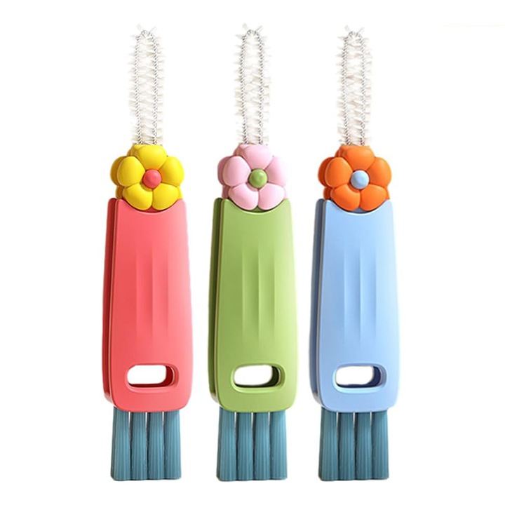 Set perii curatare COMEWE, multifunctionale 3 in 1, design rotativ, multicolor, 12.8x2.4cm