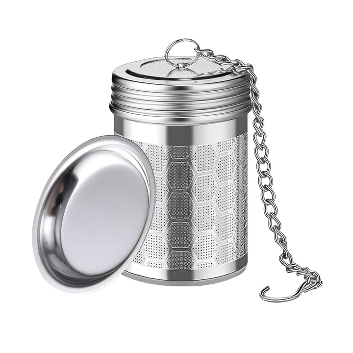 Infuzor de ceai COMEWE, plasa extra fina, cu tava picurare, 3.8x3.8x6cm