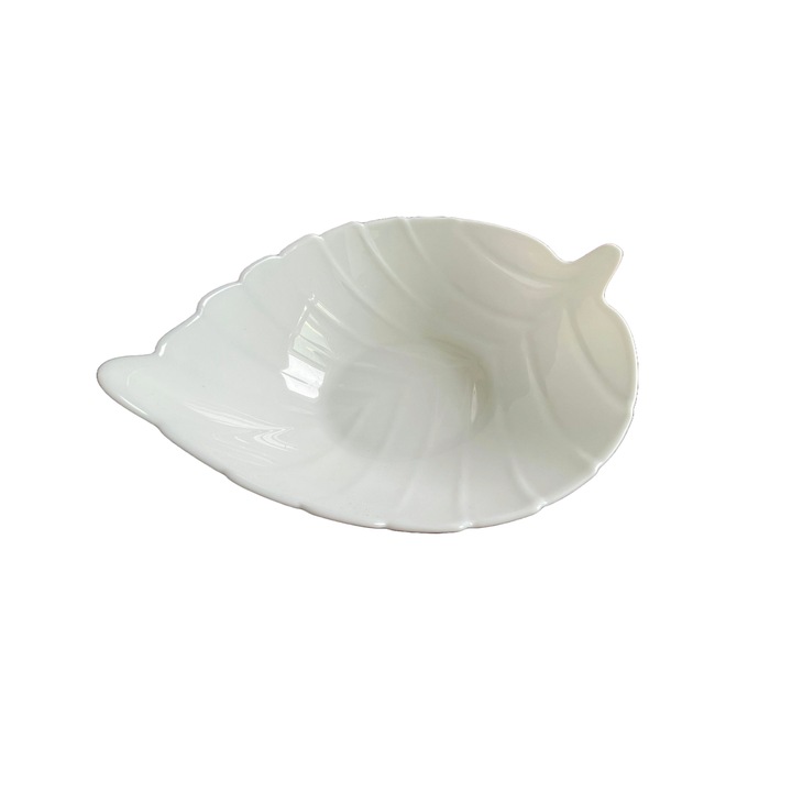 Set 6 boluri adanci, din sticla opal, HERA, Model frunza Hr-Lf85b