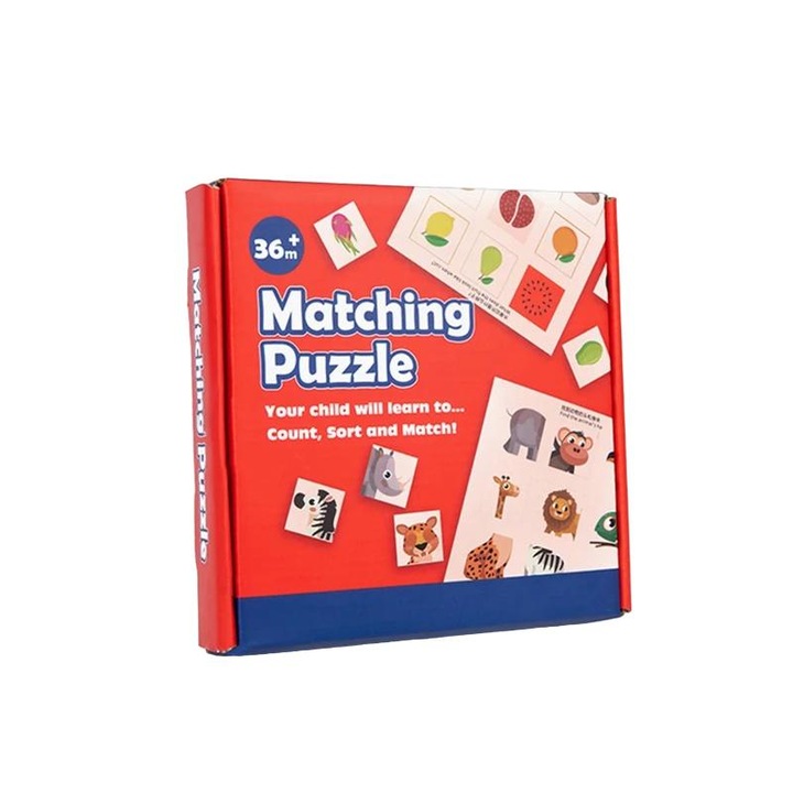 Joc educativ de potrivire Kidsbele, puzzle logic din lemn, set, multicolor, 19x19x4cm