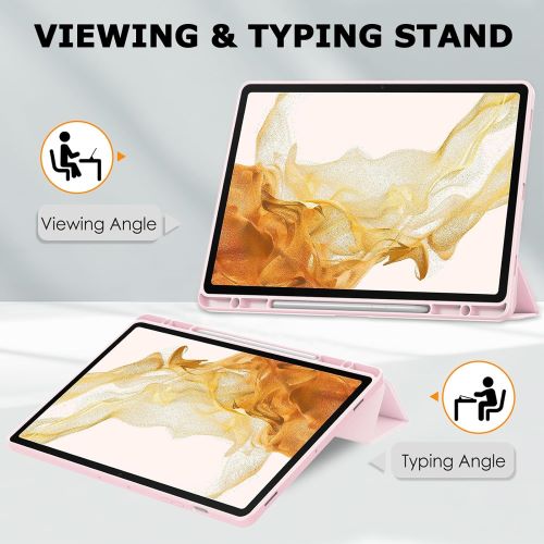 Husa Smart Cover compatibila cu Samsung Galaxy Tab S9 11inch/ S9 FE 10.9inch, Slot Pen, Roz Pal, TELGORBCS