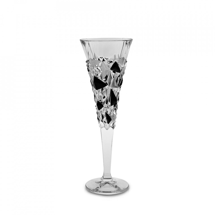 Комплект чаши за шампанско Bohemia 1845 Glacier Matt Fond and Black Lister 200ml, 6 бр. 1005770