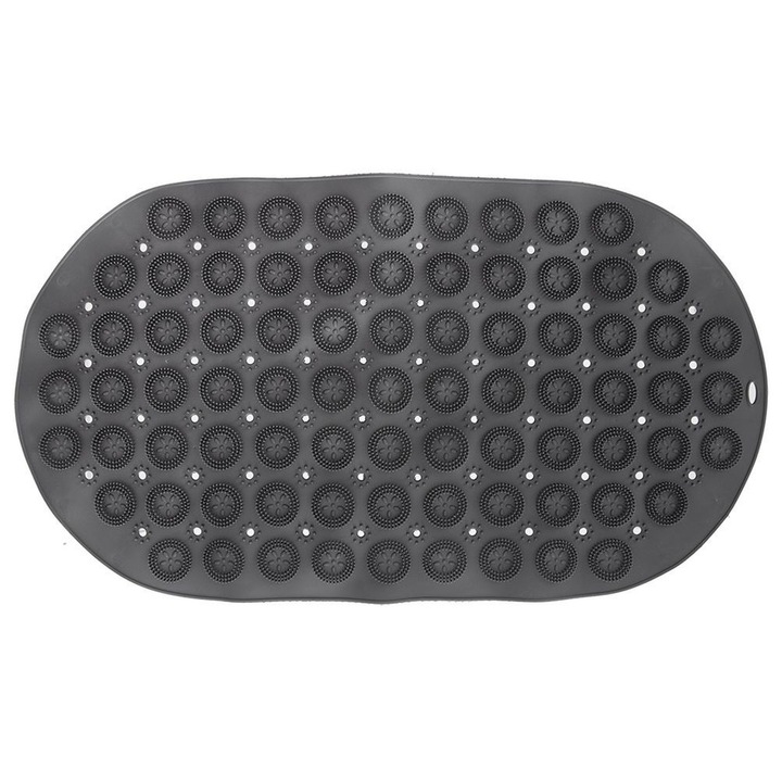 Килим против плъзгане за баня, Orion, 68x37 см, пластмаса, черен