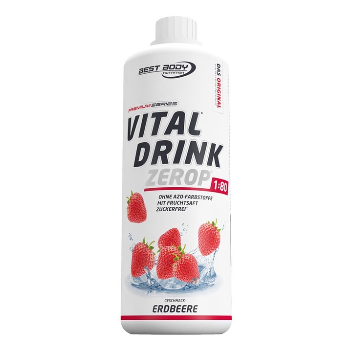Concentrat Vital Drink Zerop Best Body Nutrition - 1000 ml - Capsuni