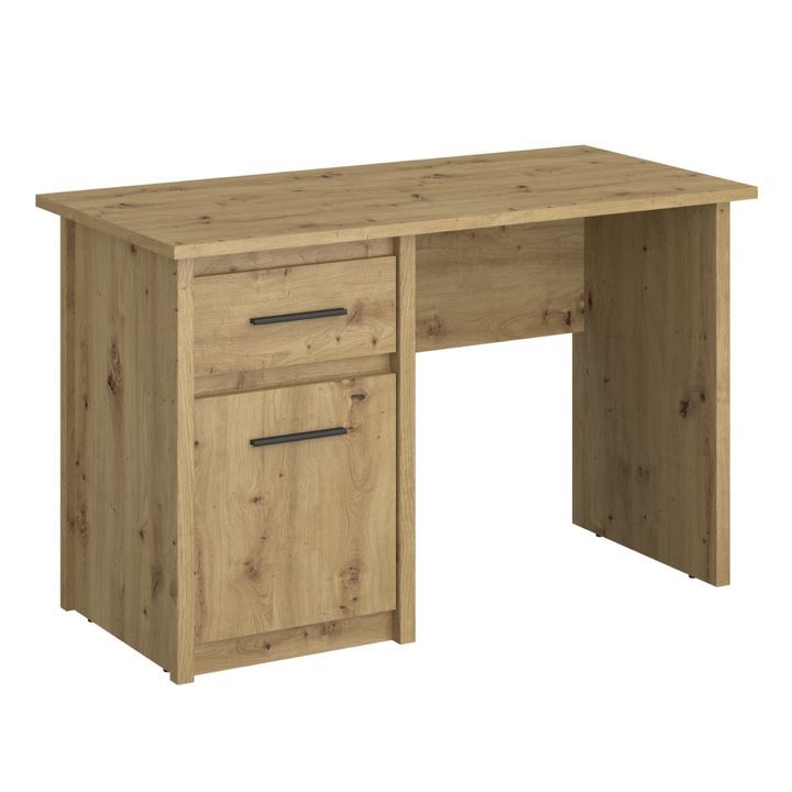 Бюро, PC, с шкаф, с врата и чекмедже, изработено от меламиново ПДЧ, за хол, детска стая, кабинети, кафяв цвят, дъб, пластмасови крака, модерен дизайн, качество, 120x59, 4x75, 6 см , Бортис