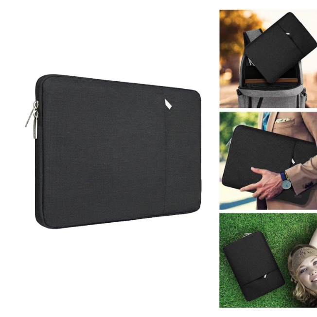 Husa de Protectie si Transport pentru Laptop/Tableta, Dimensiune maxima 13", Universala, Interior captusit cu microfibra, Textil, Negru