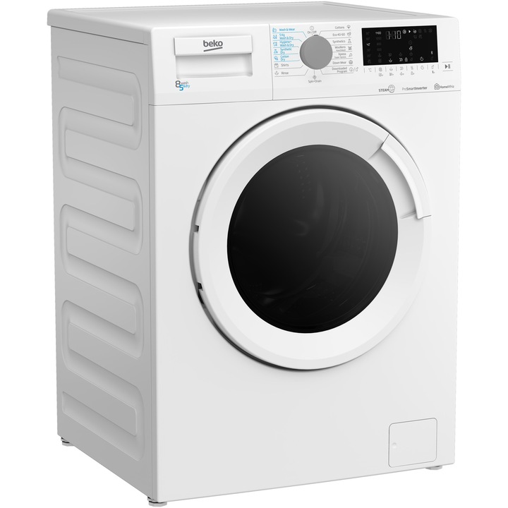 Пералня със сушилня Beko HTV8726XSW, Пране 8 кг, Сушене 5 кг, 1200 оборота/минута, SteamCure, HomeWhiz чрез Bluetooth, Инверторен мотор ProSmart, AddXtra, Бял