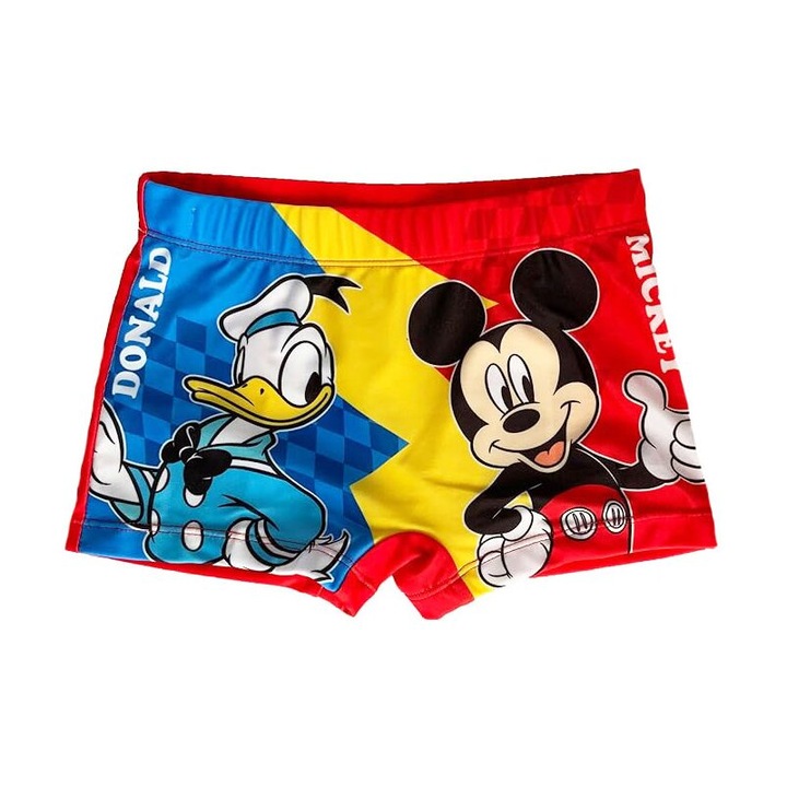 Slip de baie, 88% poliester, Mickey si Donald, multicolor