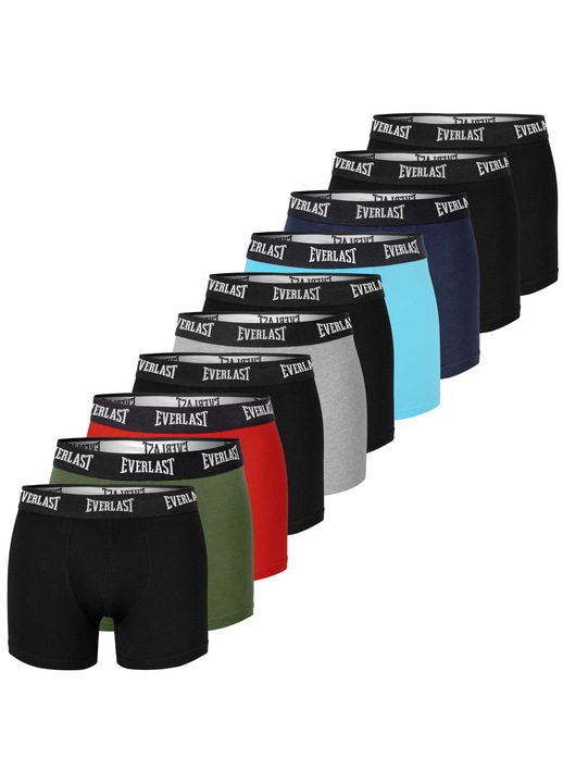 Set 10 boxeri barbati Everlast BM406, lenjerie intima din bumbac, multicolor, confortabili si rezistenti, Multicolor