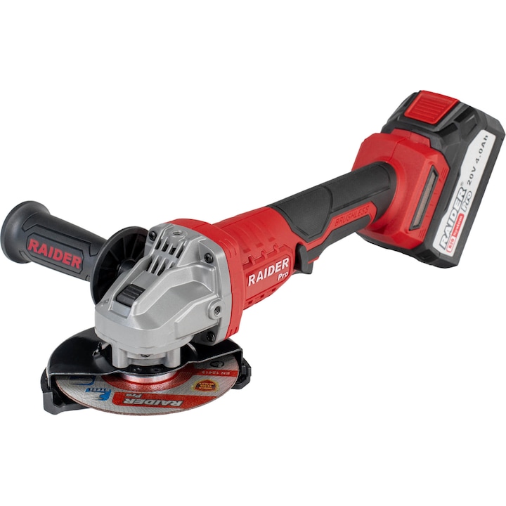 Polizor unghiular brushless R20 125mm 4Ah RAIDER RDP-PBAG20 Set