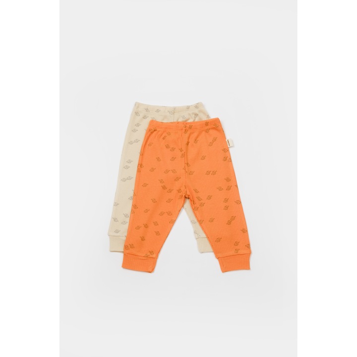2 db nyomott nadrág szett, BabyCosy, 50% modál-50% pamut, Stone és Sárgabarack