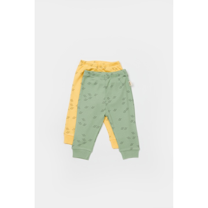 2 db nyomott nadrág szett, BabyCosy, 50% modál-50% pamut, zöld és citrom