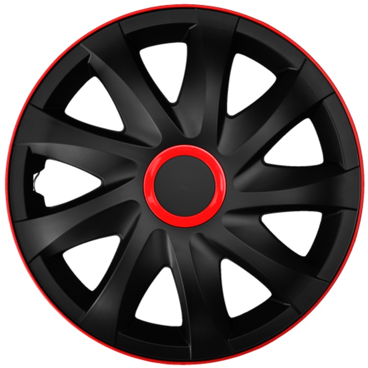 Set 4 capace roti universale, Auto 14'', Kando Race, Negru-Rosu, NRM