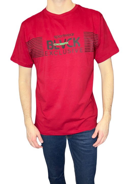 Férfi póló, bordó, kerek nyakú, L INTL