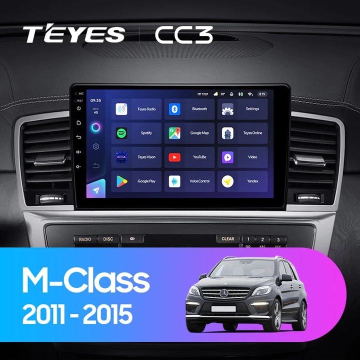 Navigatie Auto Teyes CC3 2K Mercedes-Benz ML W166 2011-2015 4+64GB 9.5" QLED Octa-core 2Ghz, Android 4G Bluetooth 5.1 DSP