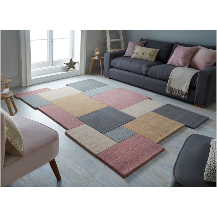 Правоъгълен килим Flair Rugs Collage, 150 x 240 см, 3900 г/м², 100% вълна, Многоцветен