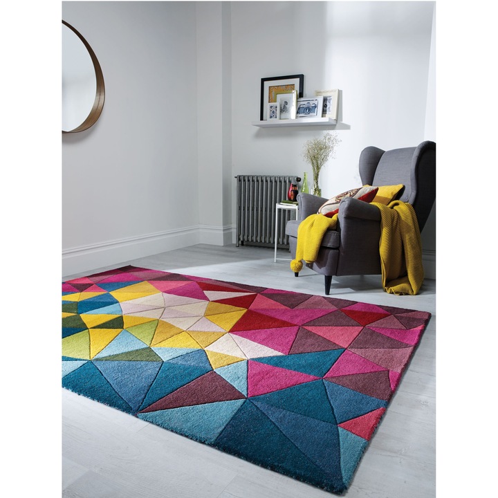 Правоъгълен килим Flair Rugs Falmouth, 120 x 170 см, 4000 гр/м², 100% вълна, Многоцветен