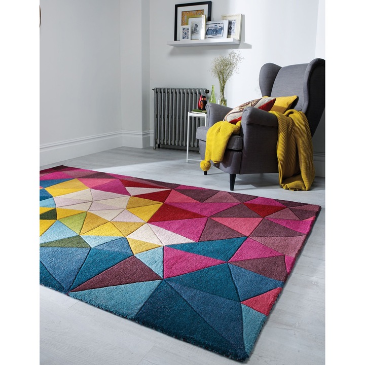 Covor dreptunghiular Flair Rugs Falmouth, 160 x 230 cm, 4000 g/m², 100% Lana, Multicolor