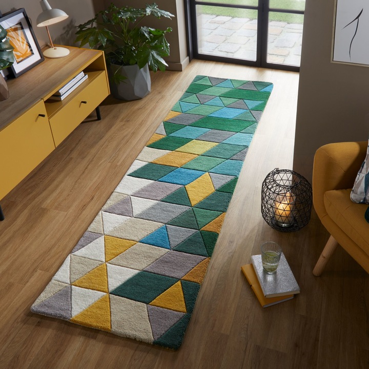 Covor traversa Flair Rugs Prism, 60 x 230 cm, 4000 g/m², 100% Lana, Multicolor