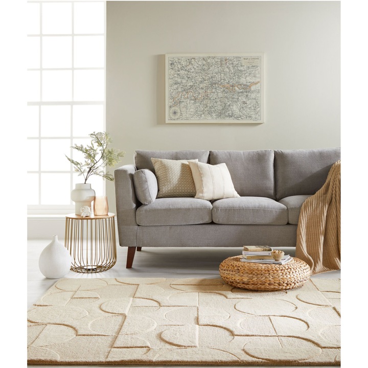 Covor dreptunghiular Flair Rugs Gigi, 120 x 170 cm, 3200 g/m², 100% Lana, Crem