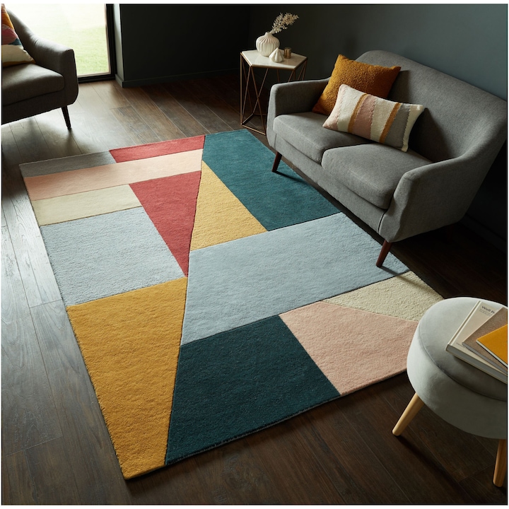 Правоъгълен килим Alwyn Flair Rugs, 160 x 230 см, 3250 гр/м², 100% вълна, Многоцветен