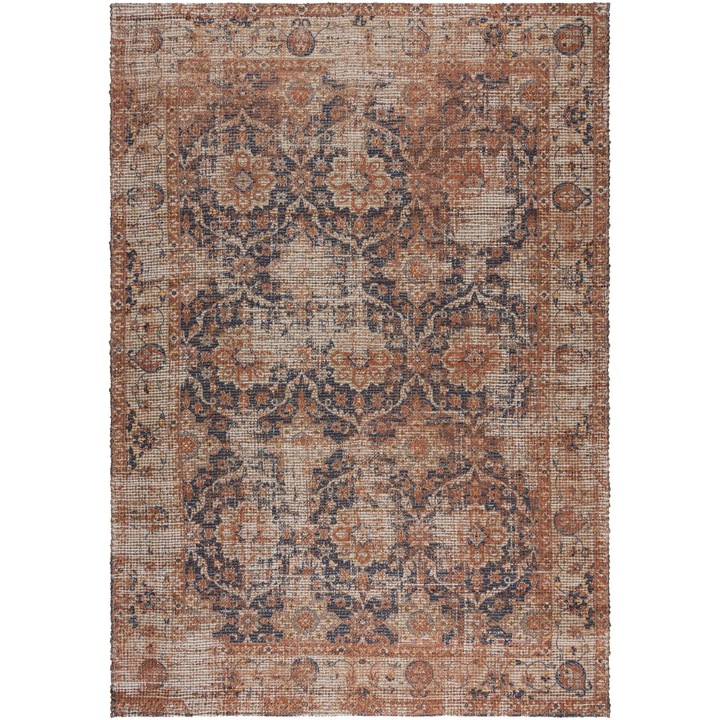 Covor dreptunghiular Flair Rugs Miley Jute Traditional, 120 x 170 cm, 2000 g/m², 65% Iuta, 25% Poliester, 10% Bumbac, Albastru