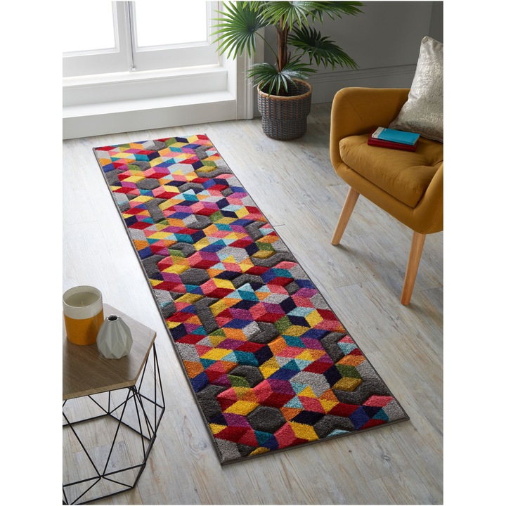 Covor traversa Flair Rugs Dynamic, 66 x 230 cm, 2350 g/m², 100% Polipropilena, Multicolor