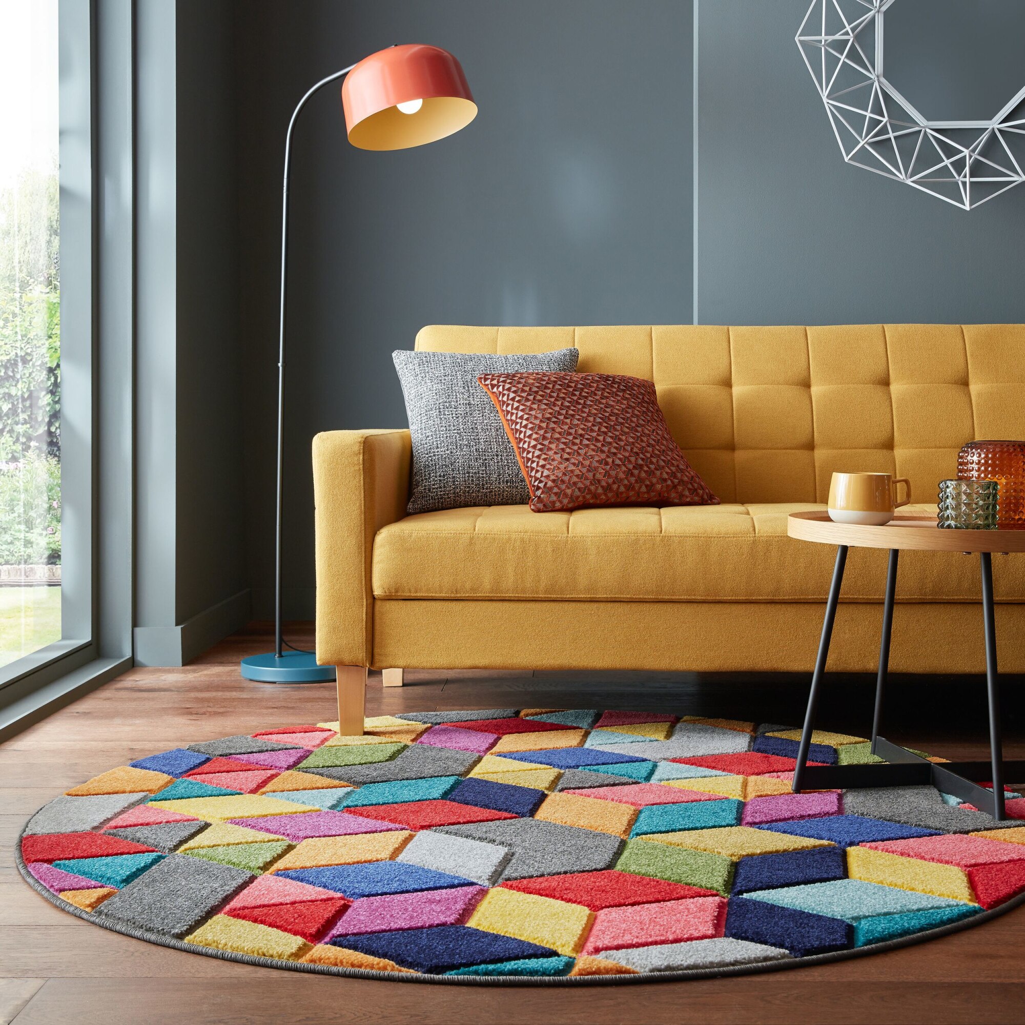 Covor rotund Flair Rugs Dynamic, 160 x 160 cm, 2350 g/m², 100% Polipropilena, Multicolor