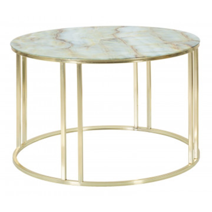 Masuta de cafea aurie din metal si sticla, ø 75 x H48 cm, Sepa Mauro Ferreti