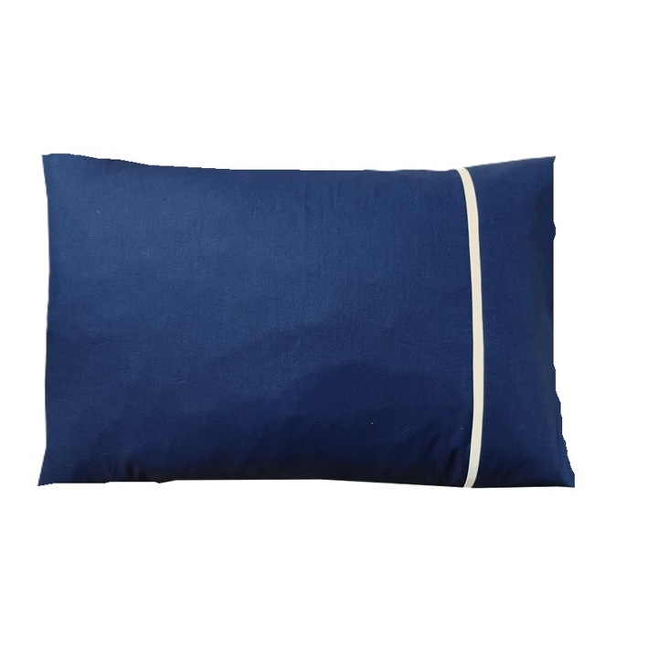 Комплект 2 х ватирани калъфки за възглавници, 40 см x 80 см, Casa Bucuriei, тъмносиньо/бяло, 100% памук, две лица