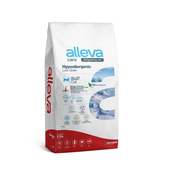 Hrana uscata pisici adulte ALLEVA HYPOALLERGENIC LOW GRAIN, sac 5 kg