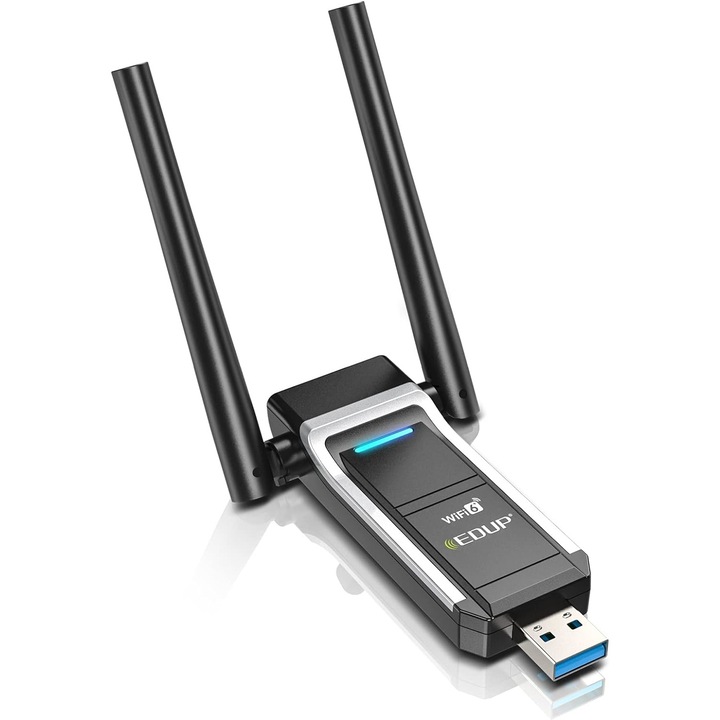 Безжичен адаптер WiFi 6, AX1800Mbps, двулентов 2,4GHz/5GHz, MU-MIMO, OFDMA, WiFi Ethernet, двойна антена, за PC настолен лаптоп, Windows 11/10, AX1800M