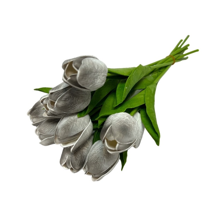 Buchet de lalele, 10 fire 31 cm, gri